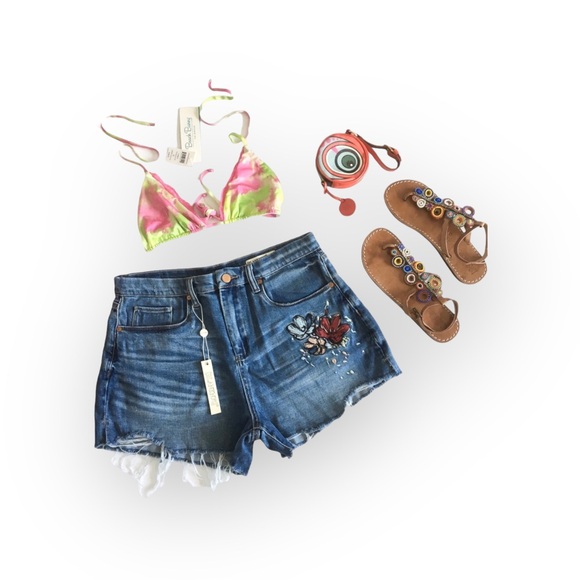 new Beach Bunny ❤︎︎ Panama Animal String Bikini Top ❤︎︎ Pink Green Tie Dye XL - Picture 4 of 13